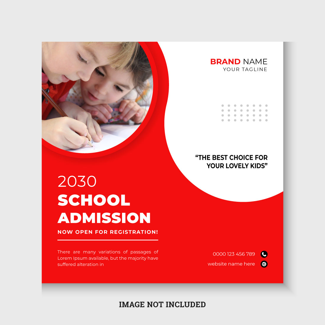 School admission square banner cover image.