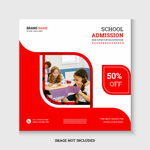 School admission square banner or social media post design template cover image.