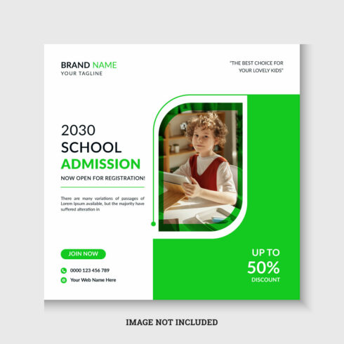 Back to school admission social media post or web banner template cover image.