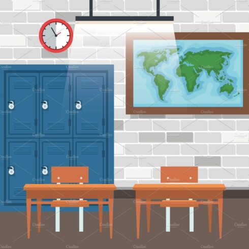 global map with lockers and desk in cover image.