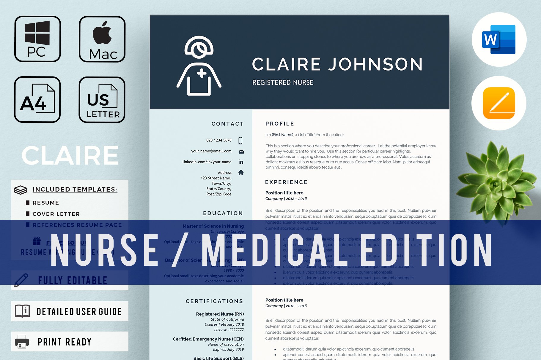 Nurse Resume Template | Nursing CV cover image.