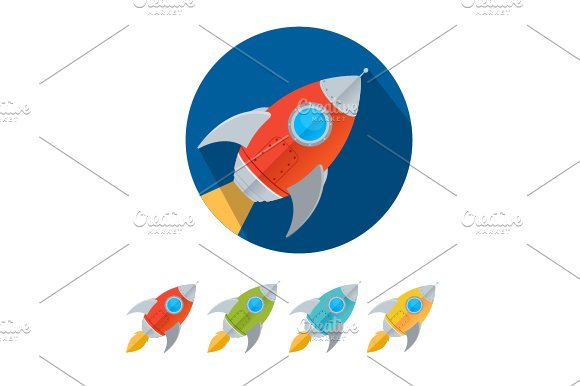 Vector rocket icons set cover image.