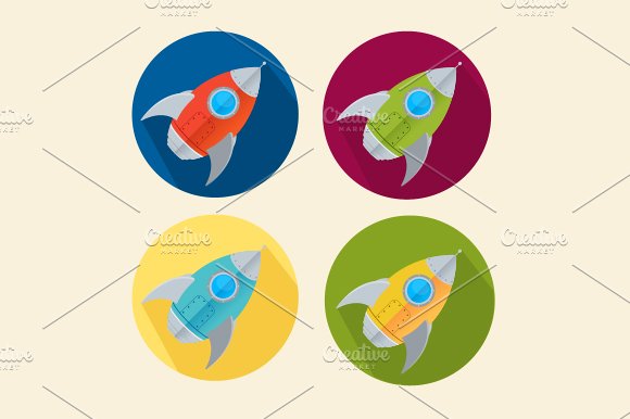 Vector rocket icons set preview image.