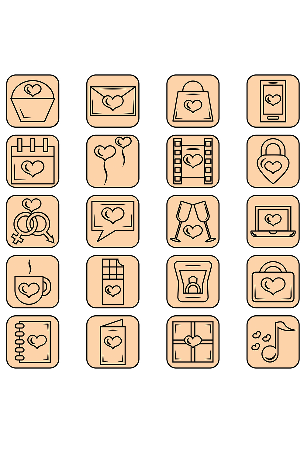 Bunch of different icons that are on a white background.