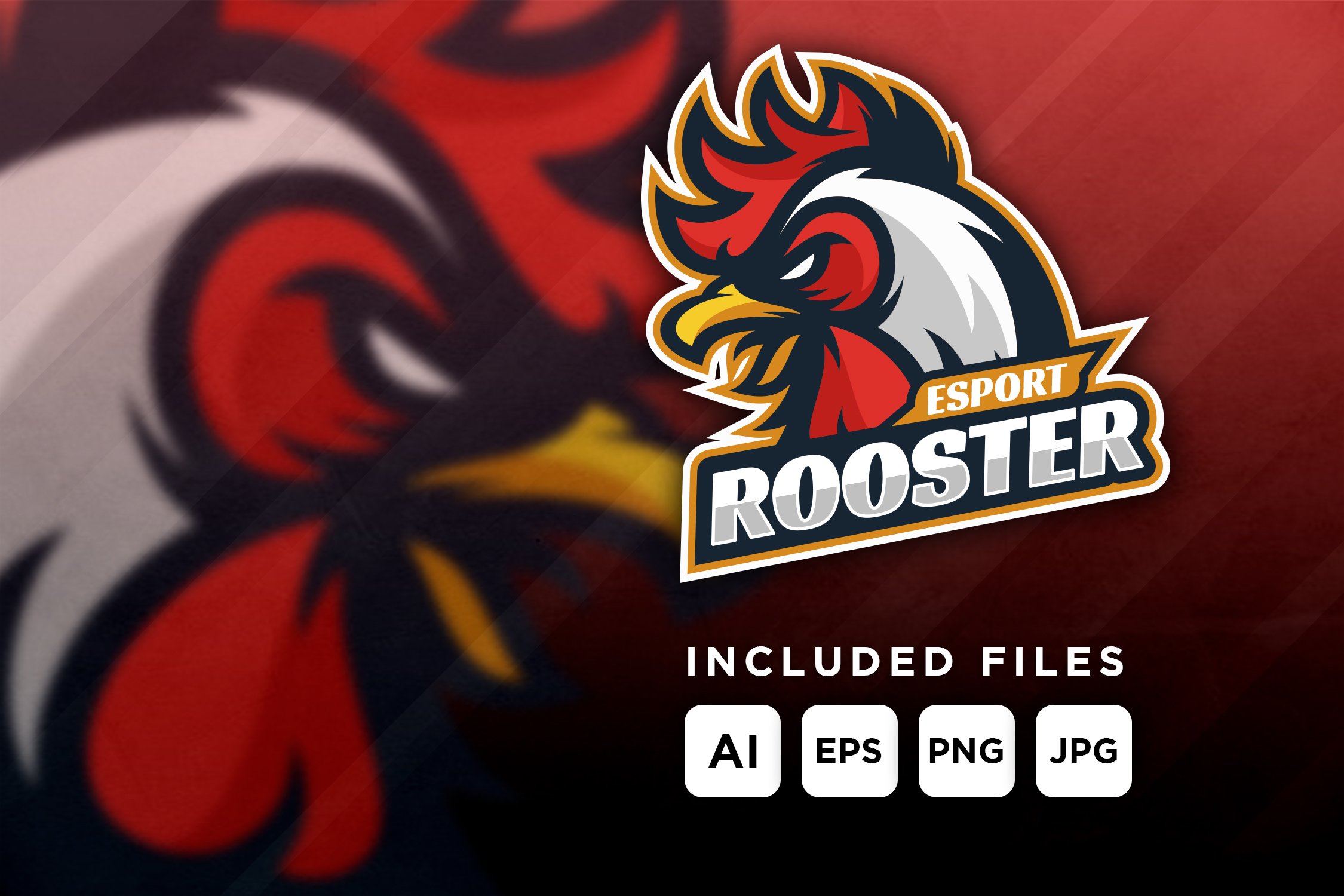 Rooster - mascot logo for a team cover image.