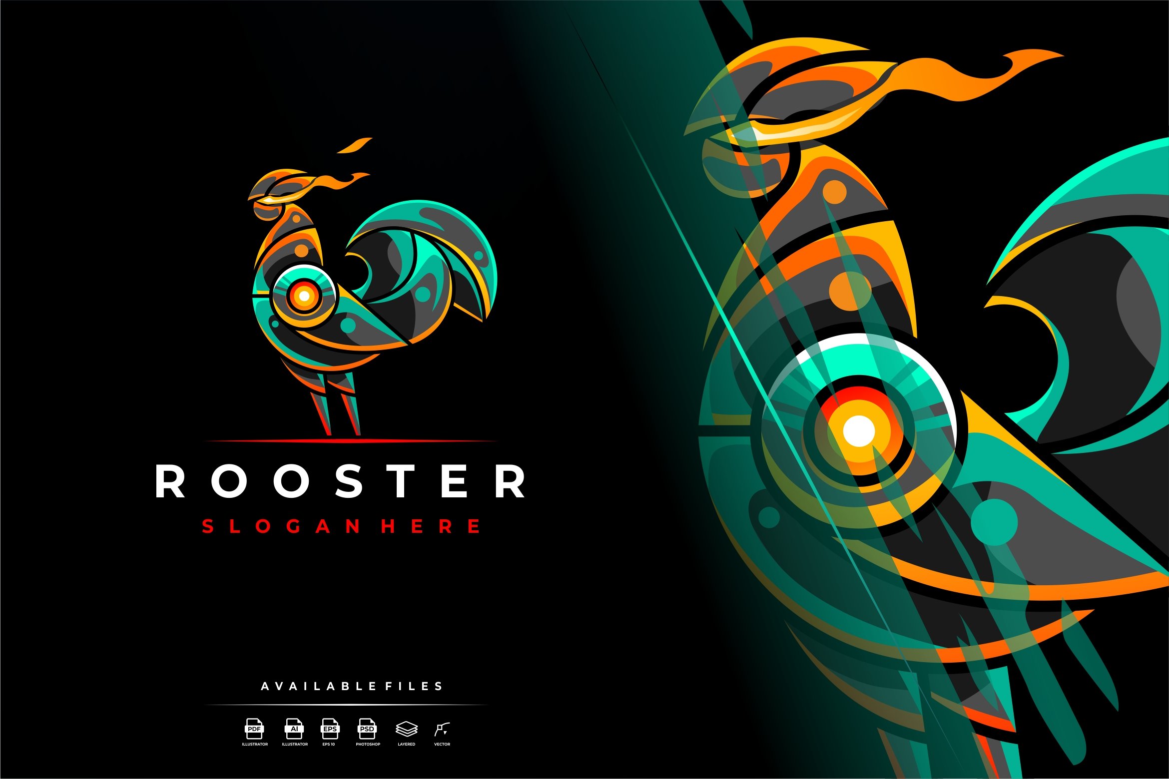 Unique Robotic Rooster Mascot Logo cover image.