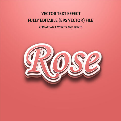 Rose 3d text style effect for eps vector text effect cover image.