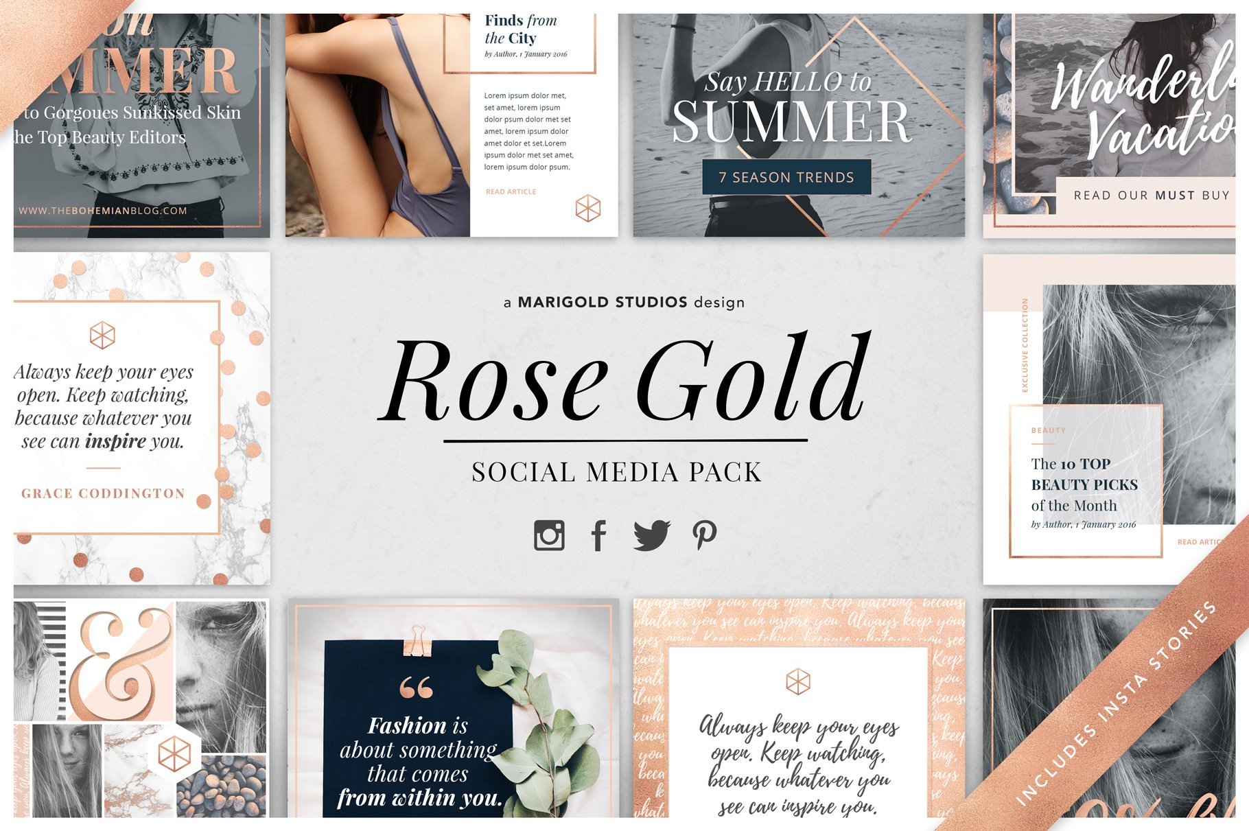 ROSE GOLD | Social Media Pack preview image.