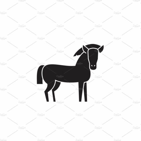 Farm horse black vector concept icon cover image.