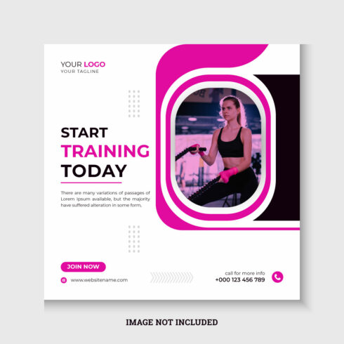 Gym fitness social media post or instagram post banner template cover image.