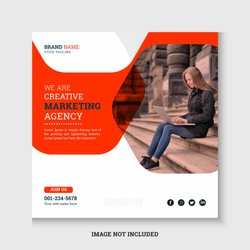Digital marketing agency and corporate social media post banner design template cover image.