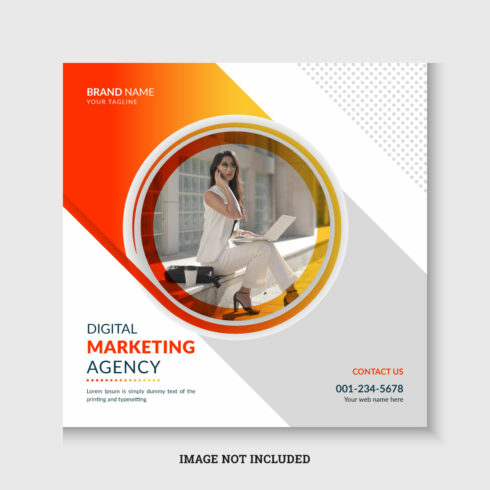 Digital marketing agency and corporate social media post banner design template cover image.