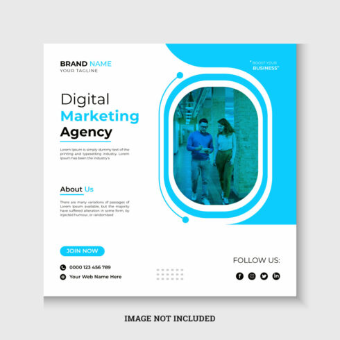 Digital marketing agency social media post and instagram post banner template cover image.