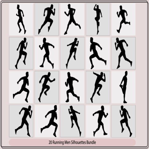 Set running men silhouettes,RunRunning men,Geometric running man,Man running sprinting silhouette flat vector cover image.