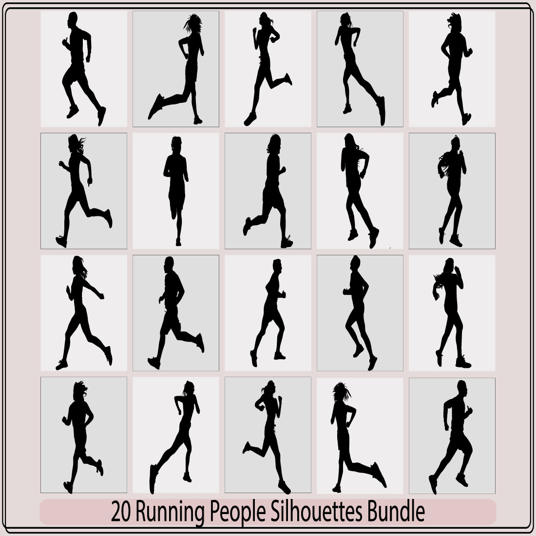 Running woman front view vector silhouette. Silhouette of a
