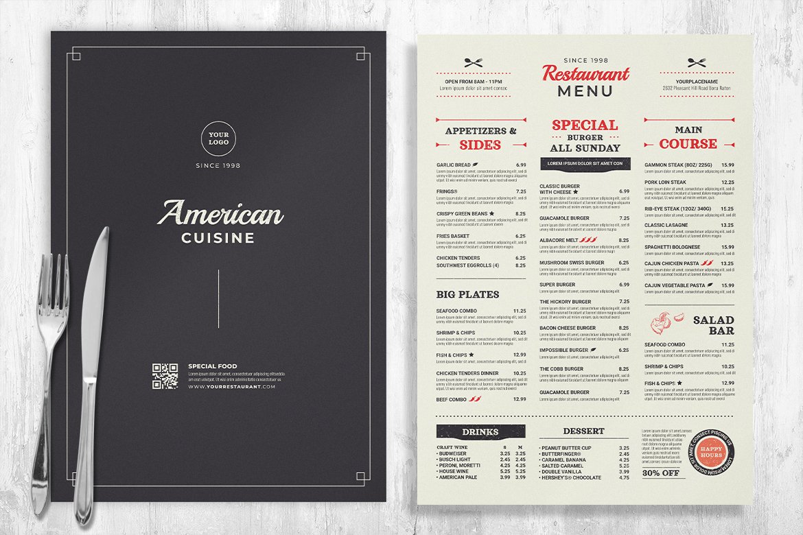 Rustic BBQ Menu Templates preview image.