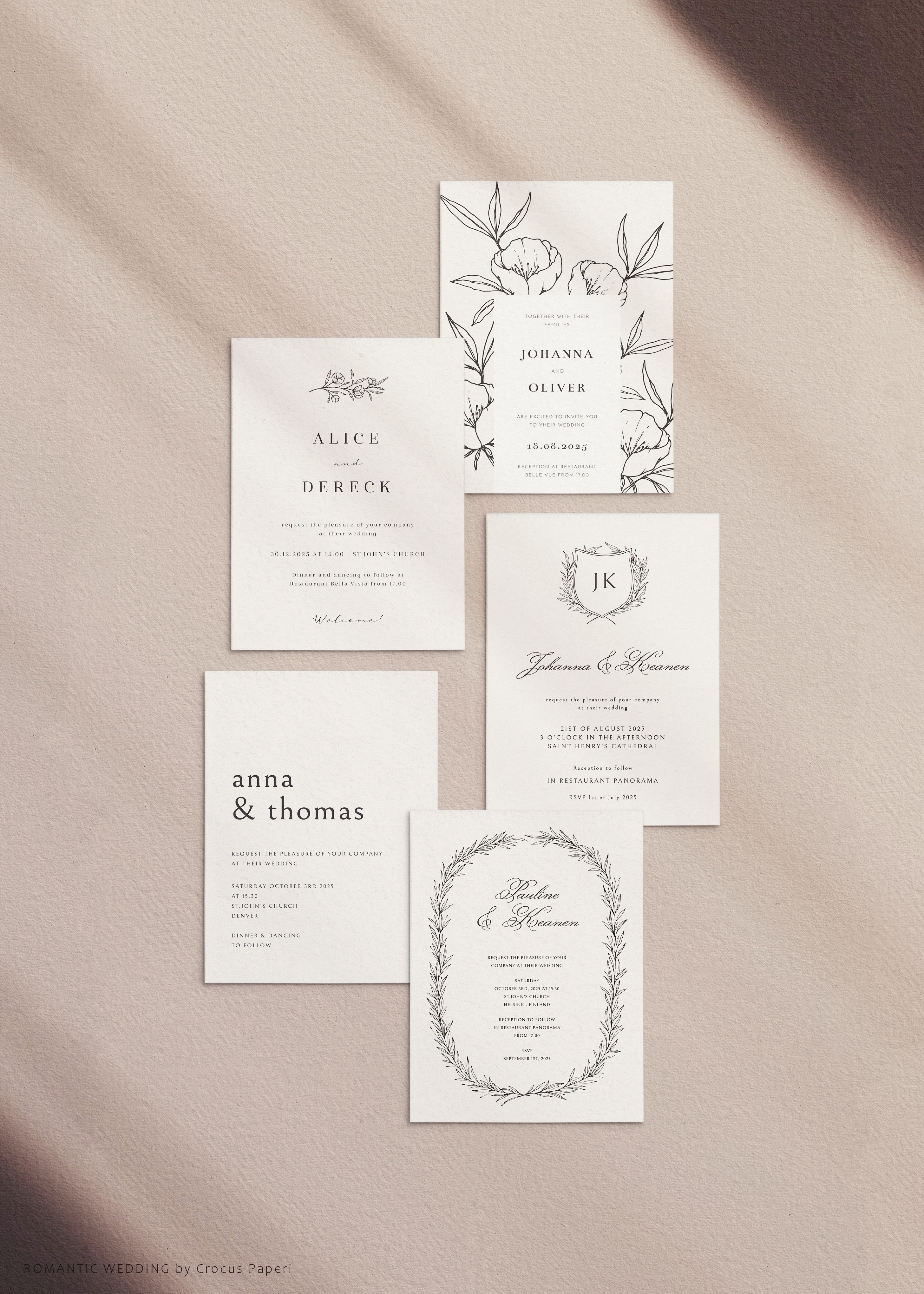 ROMANTIC WEDDING | 10 invitations preview image.