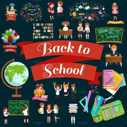 back to school and children education concept vector background cover image.