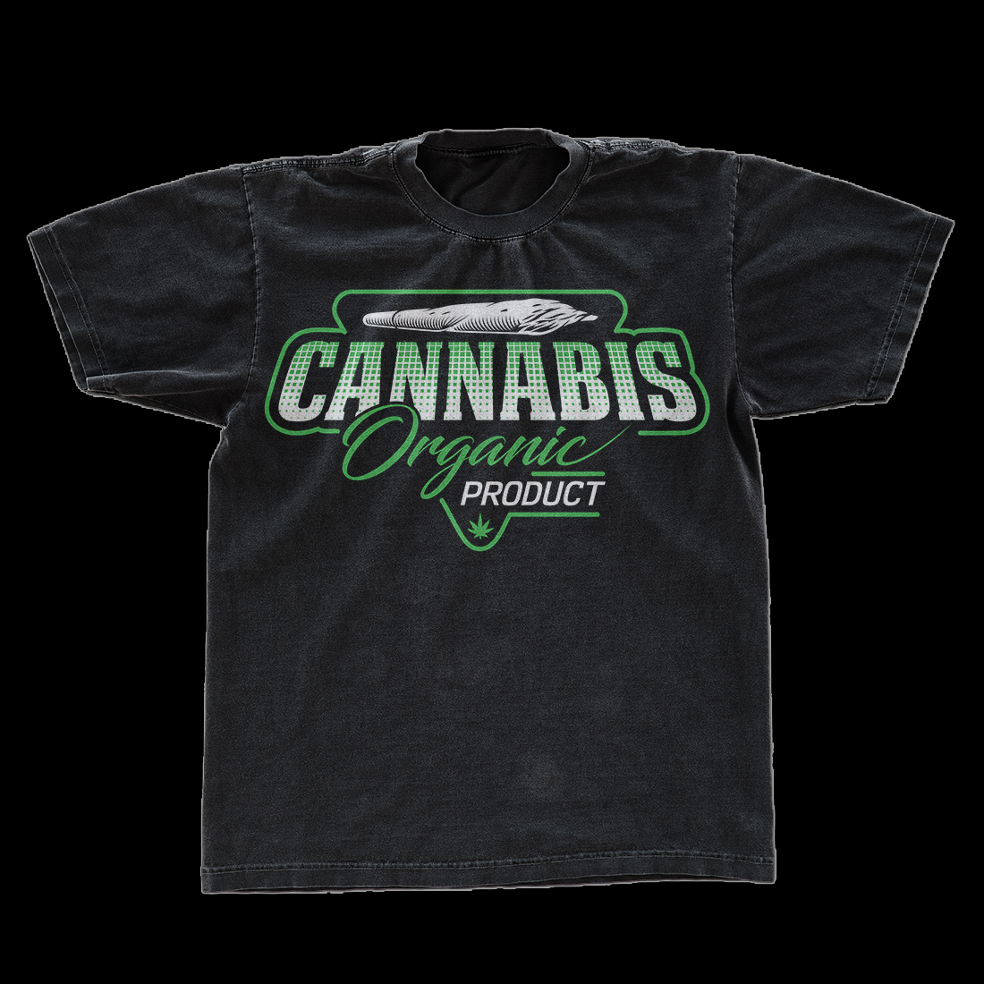 Black shirt that says cannabis organic product.