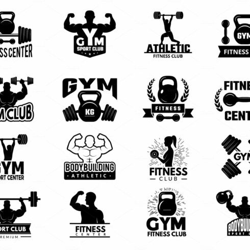 Badges sport. Fitness athletic gym cover image.
