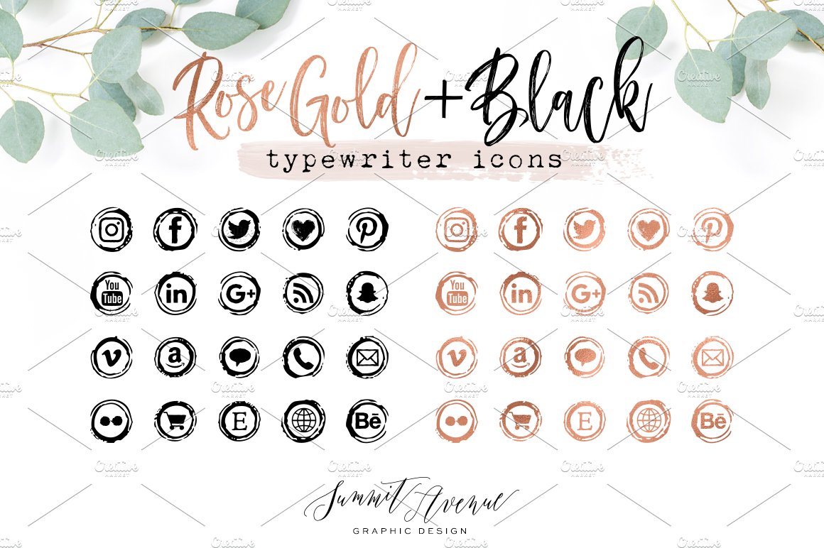 Rose Gold Vintage Typewriter Icons cover image.