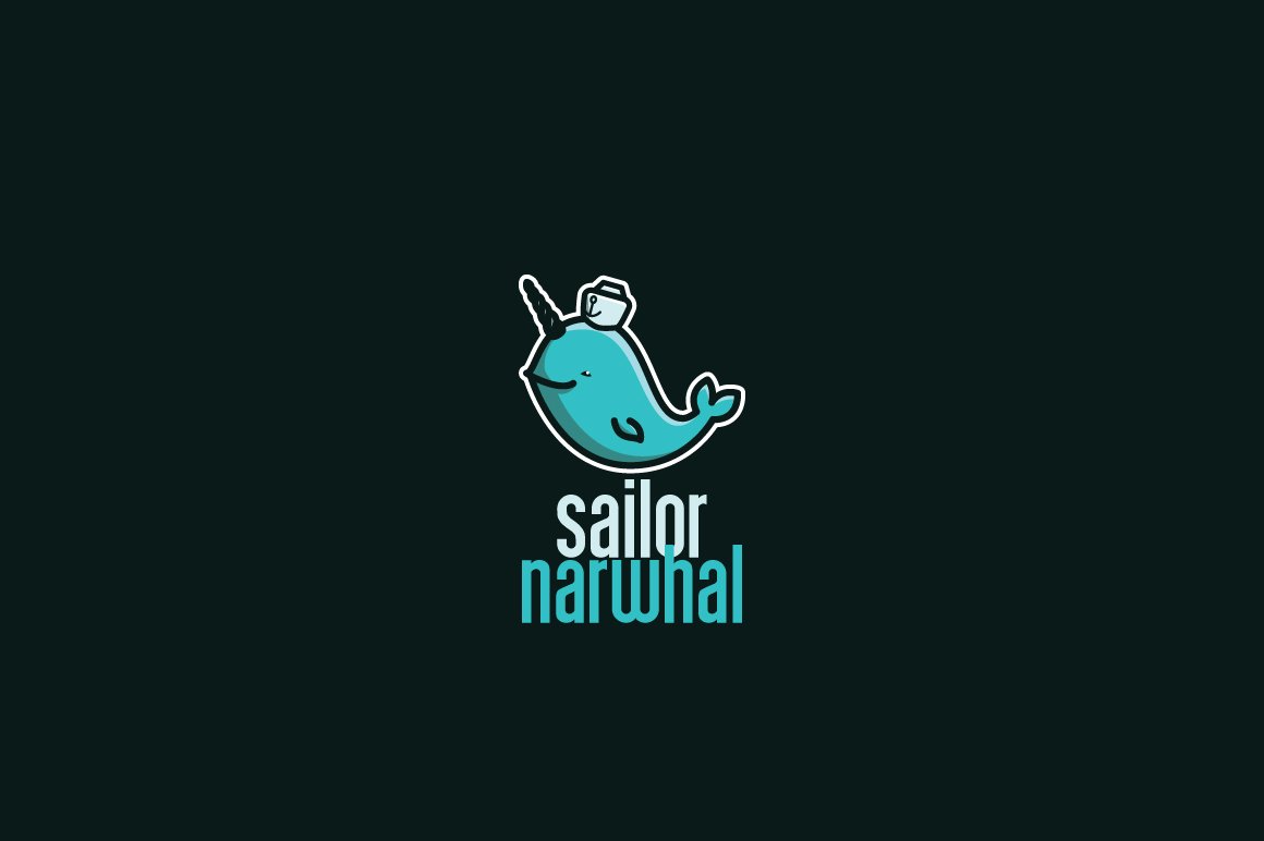 sailor narwhal logo template 03 776