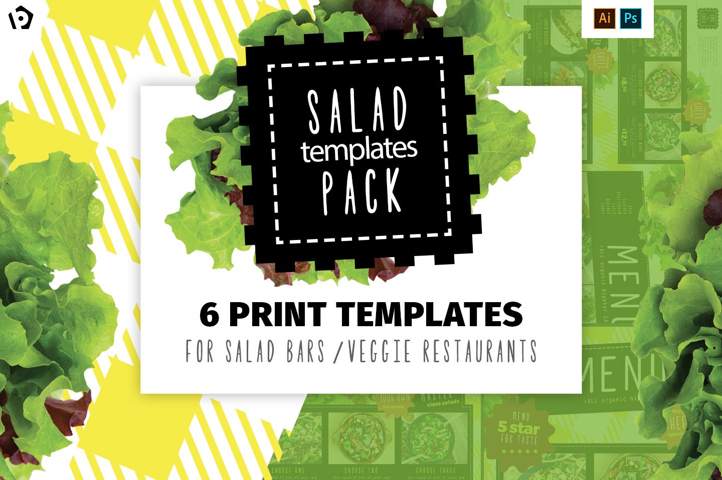 Salad Restaurant Menu Template Pack cover image.