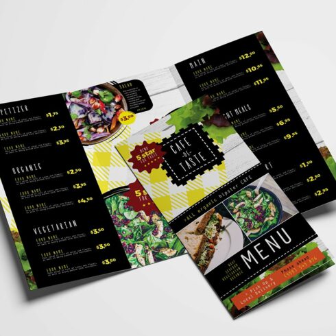 Trifold Salad Menu Template cover image.