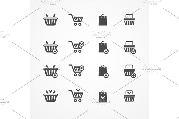 Vector Set of shopping cart icons preview image.