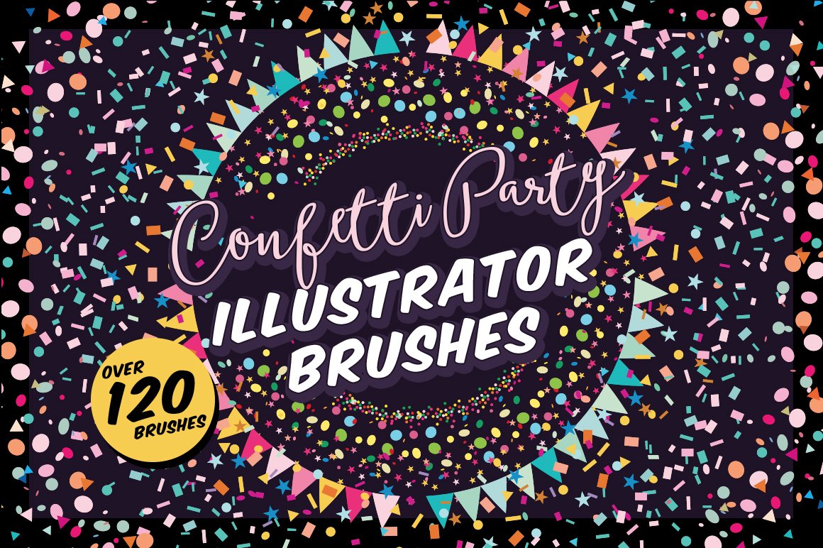 Confetti Party Illustrator Brushes cover image.