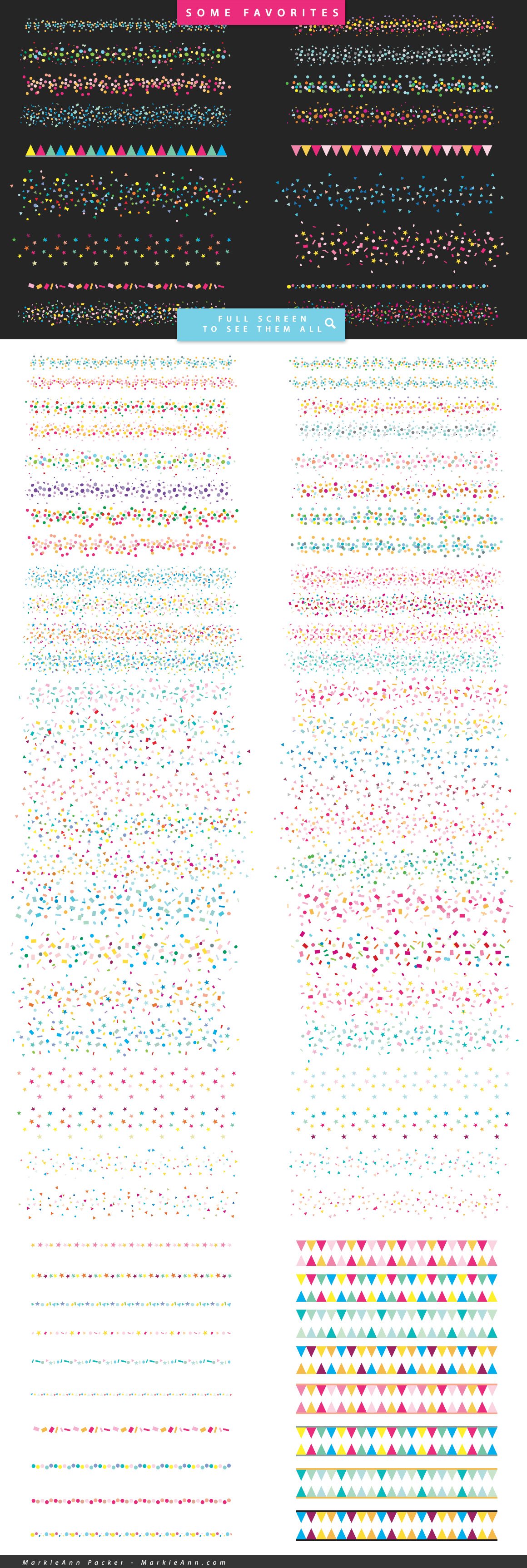 Confetti Party Illustrator Brushes preview image.