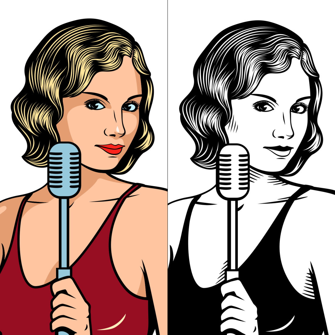 Jazz Singer Girl Character Design preview image.