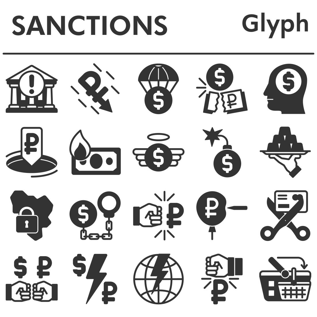 Set, sanctions icons set_1 preview image.