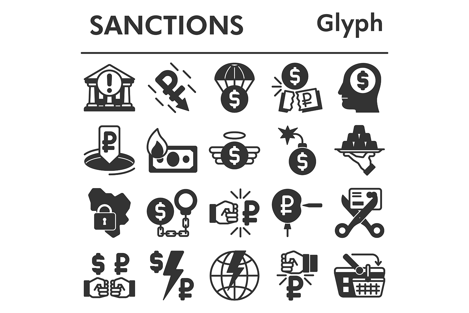Set, sanctions icons set_1 pinterest preview image.