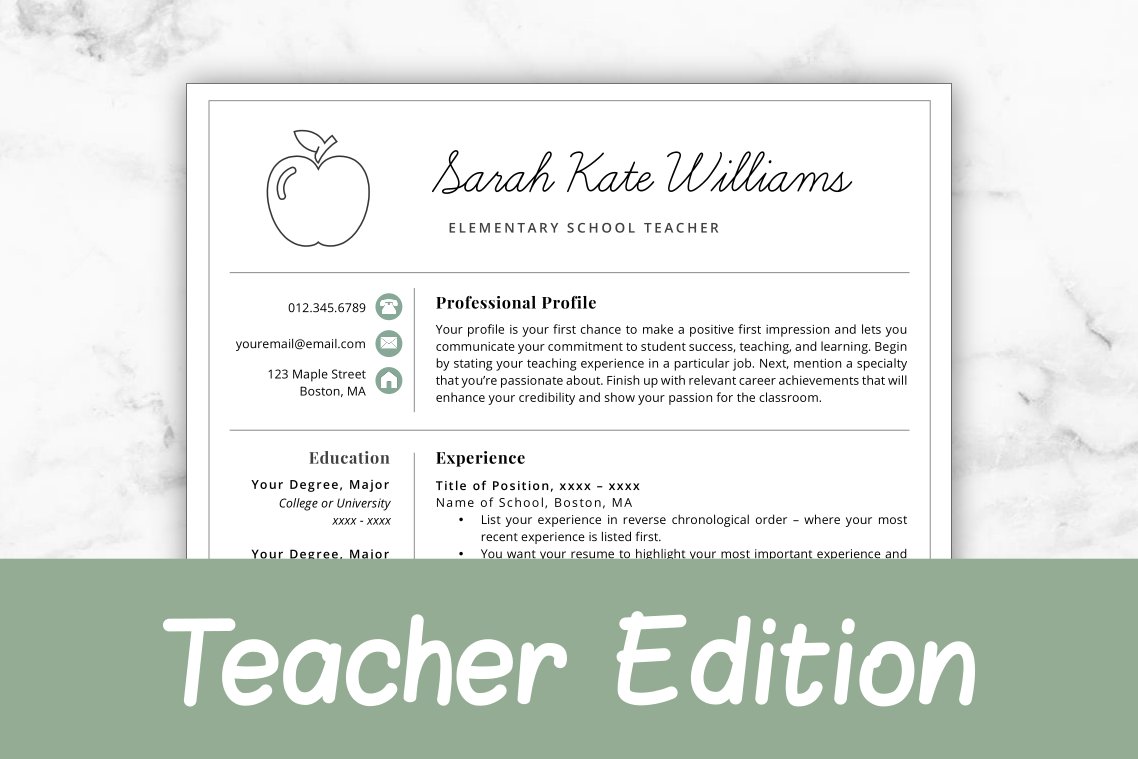 Teacher Resume/CV Template - Sarah cover image.