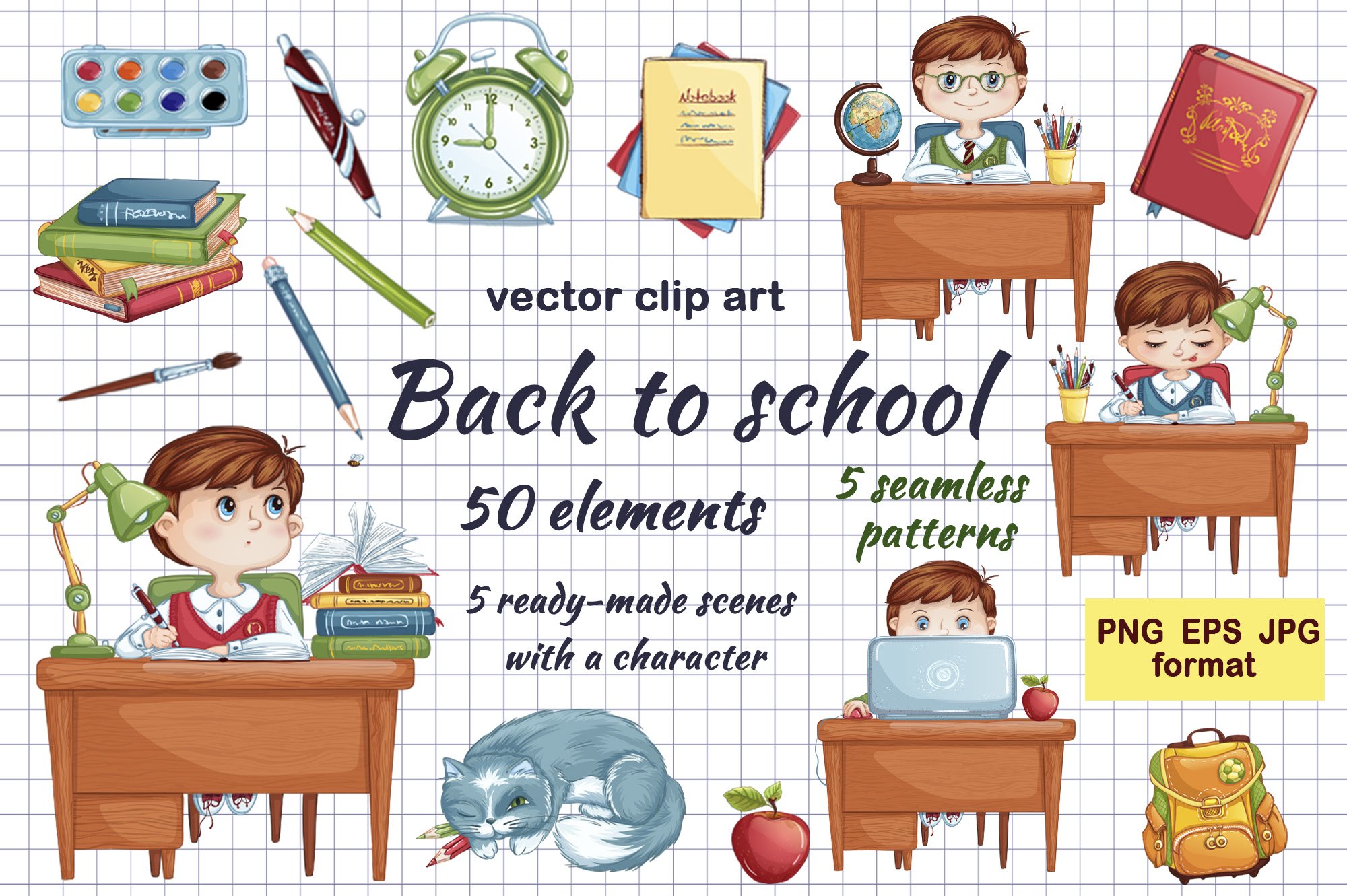 Back to school. Vector set cover image.