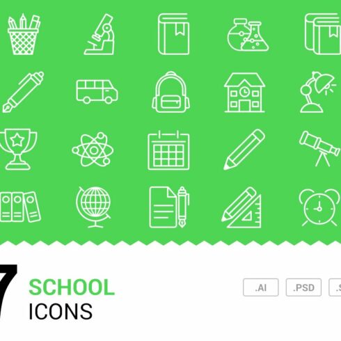 School - Vector Line Icons cover image.