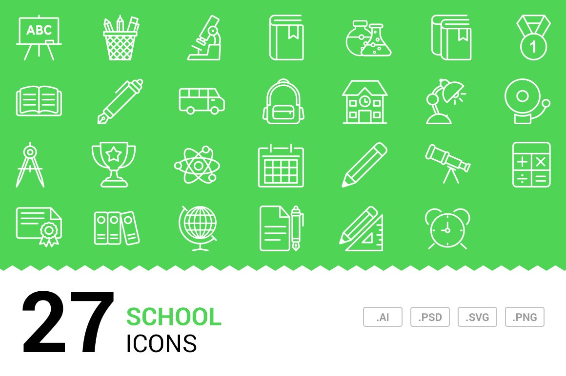 School - Vector Line Icons cover image.