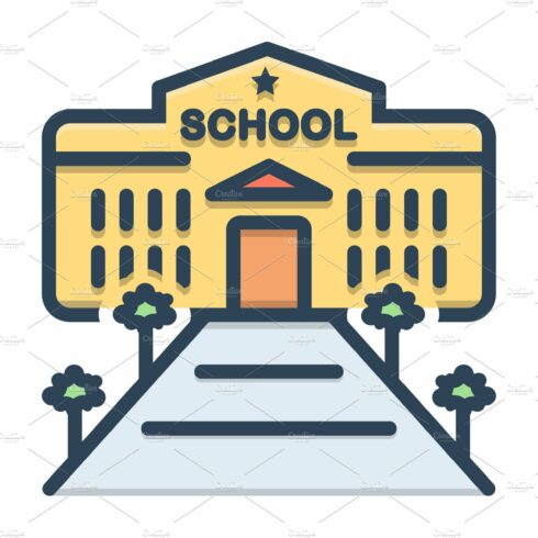 School building icon cover image.