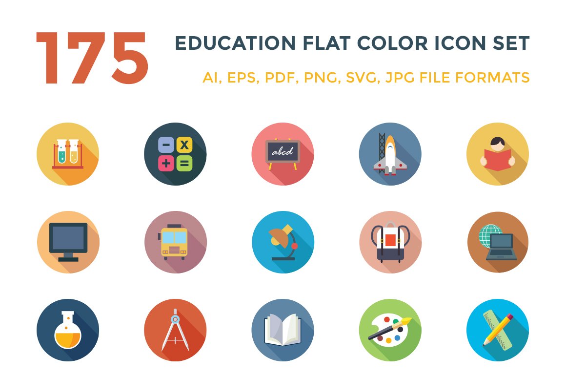 175 Education Vector Icons cover image.