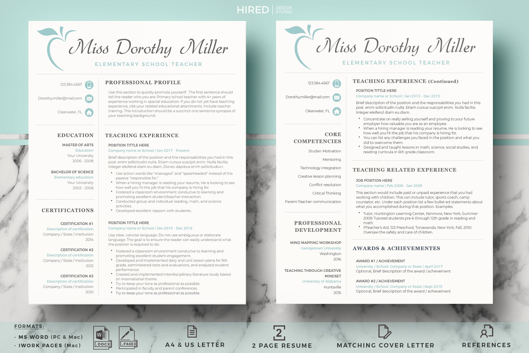 Professional Resume for Teachers preview image.