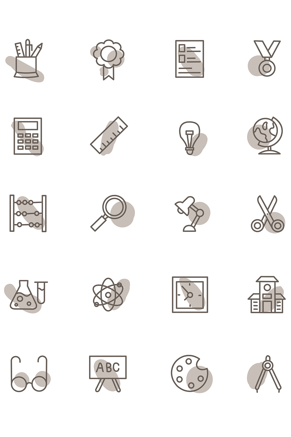 Bunch of different icons on a white background.