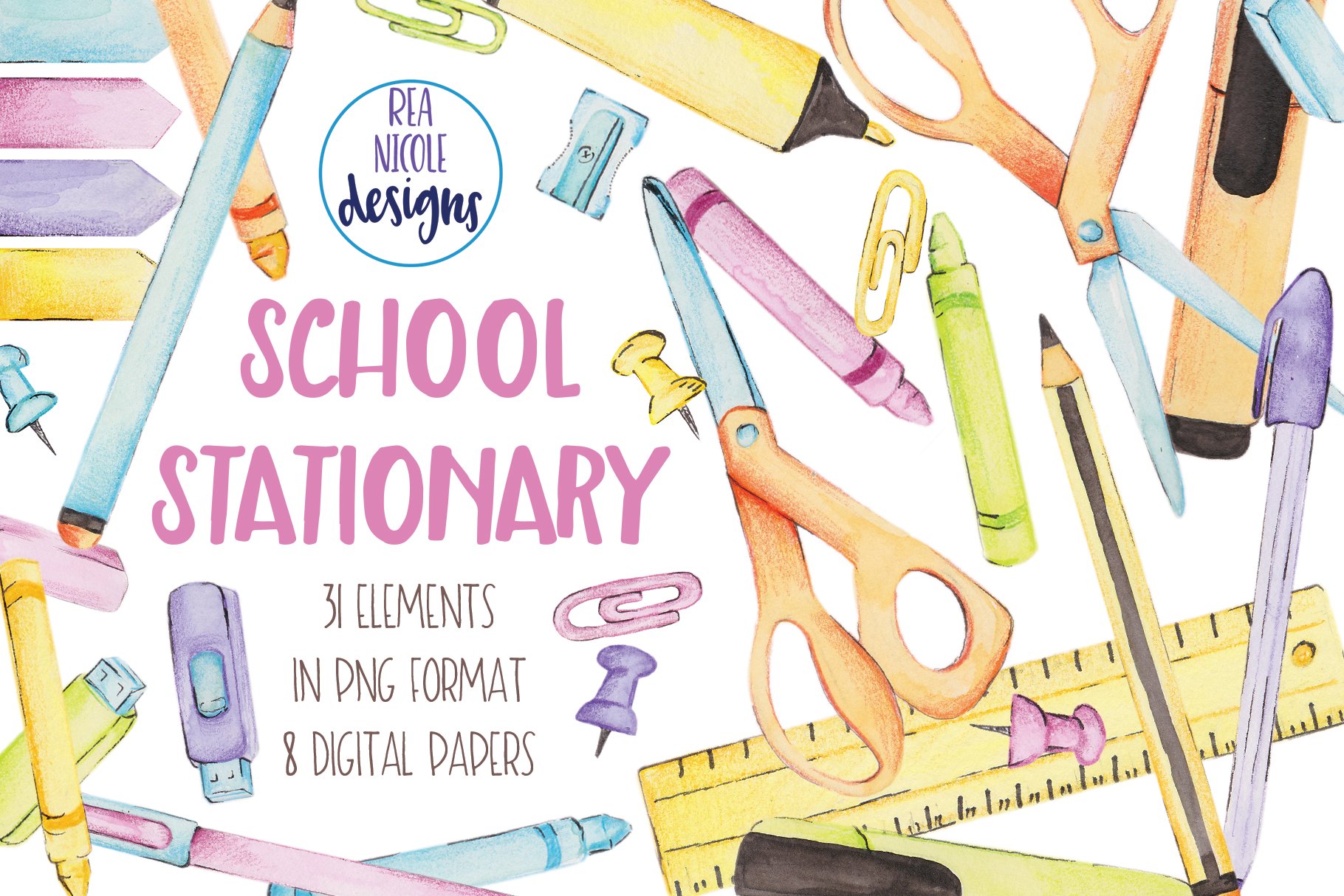 School Stationary Clip Art cover image.