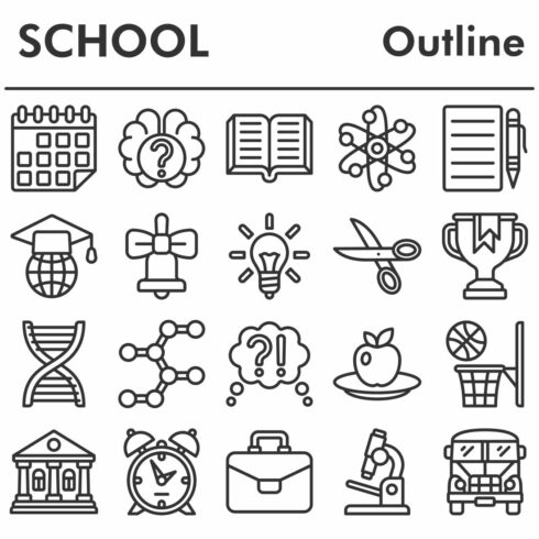 Set, school icons set cover image.