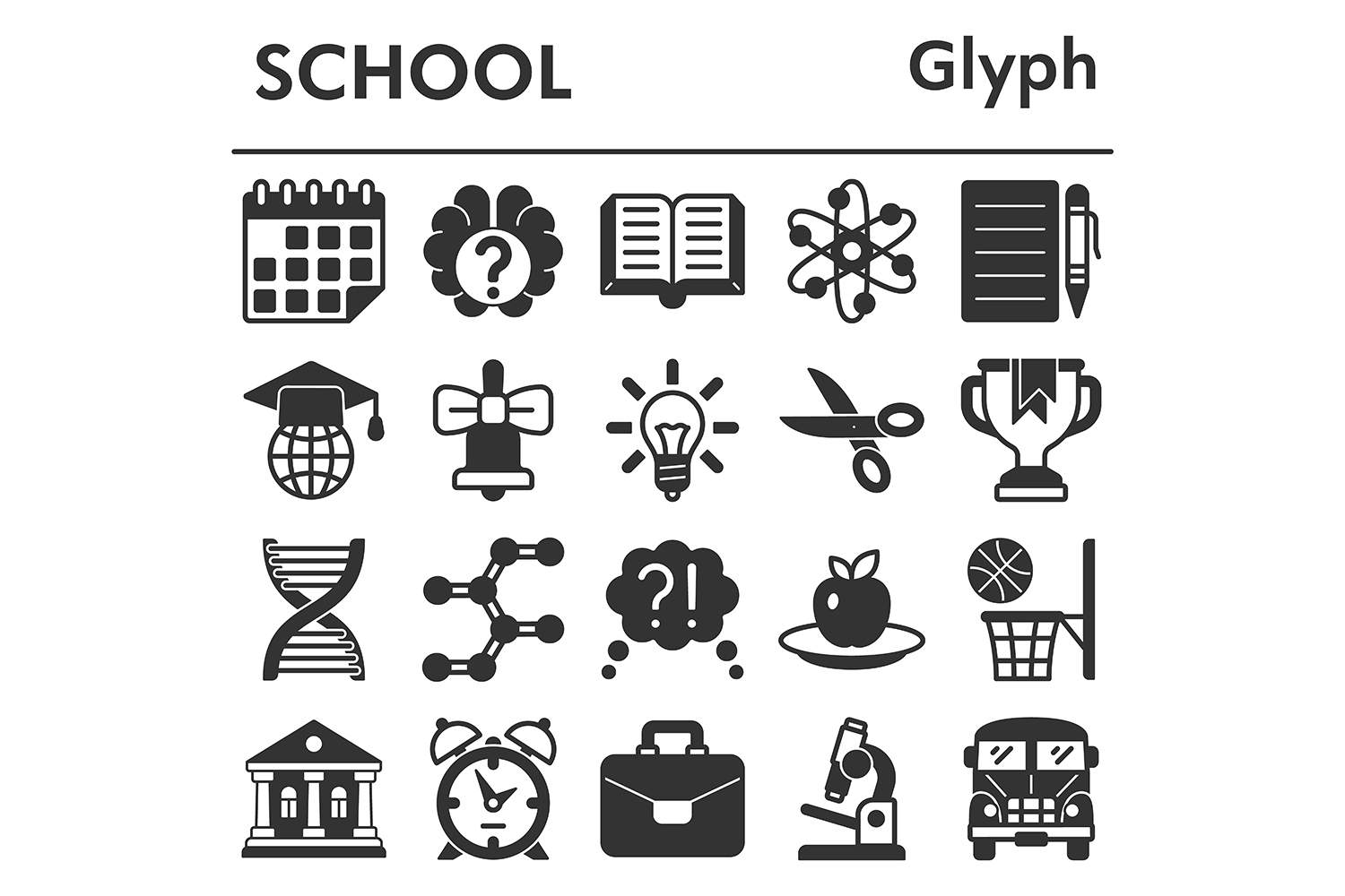 Set, school icons set_1 pinterest preview image.