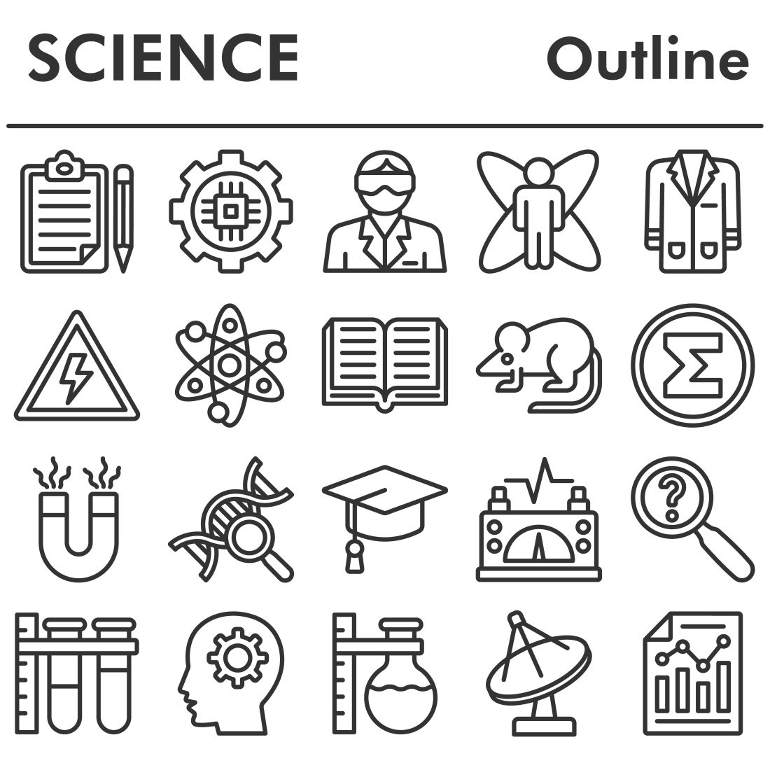 Set, science icons set cover image.