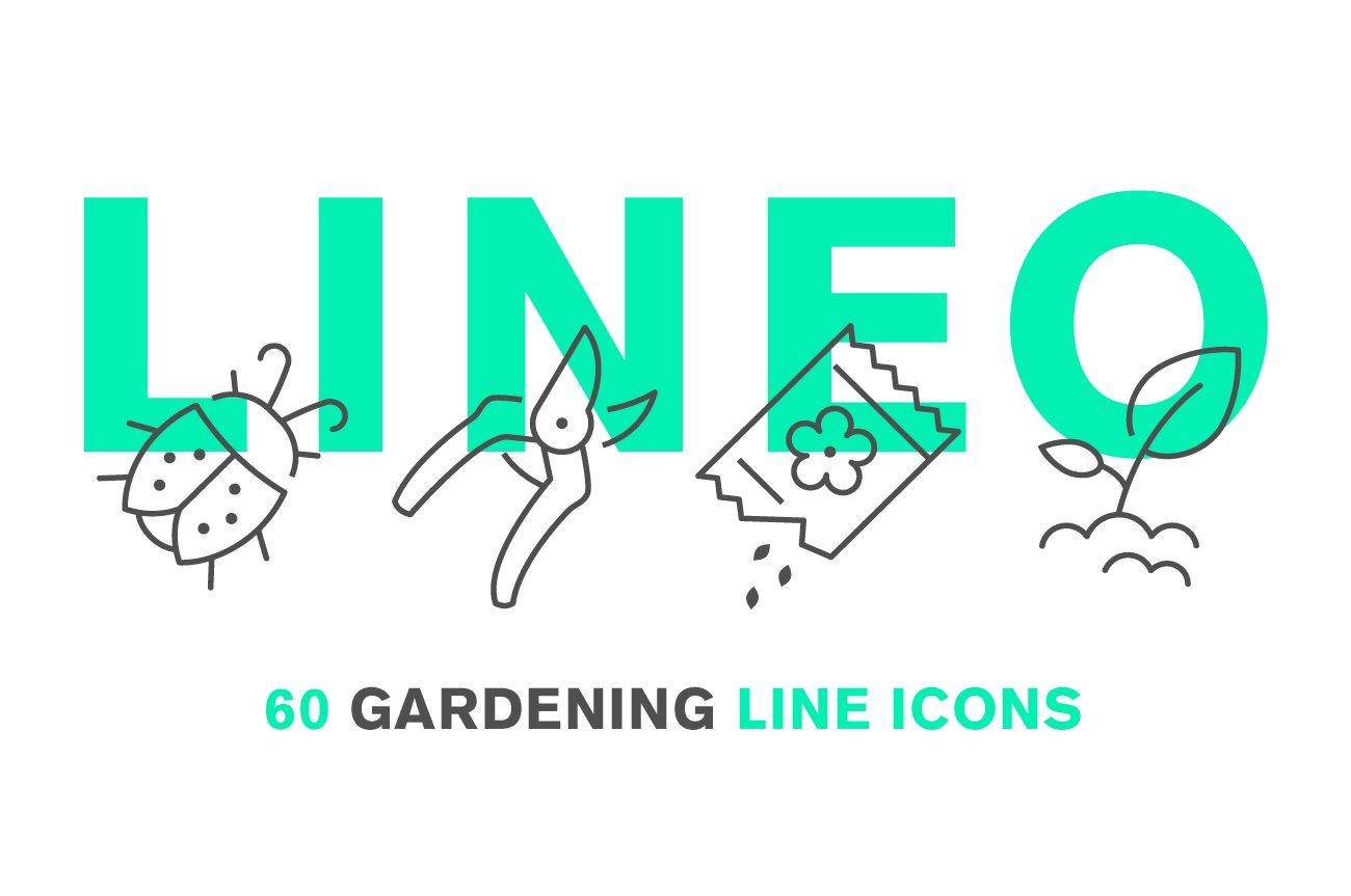 LINEO - 60 GARDENING ICONS cover image.