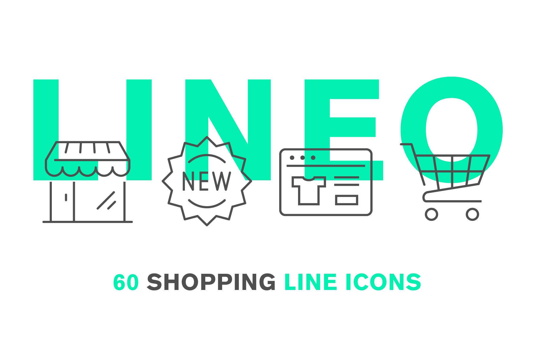 LINEO - 60 SHOPPING ICONS cover image.