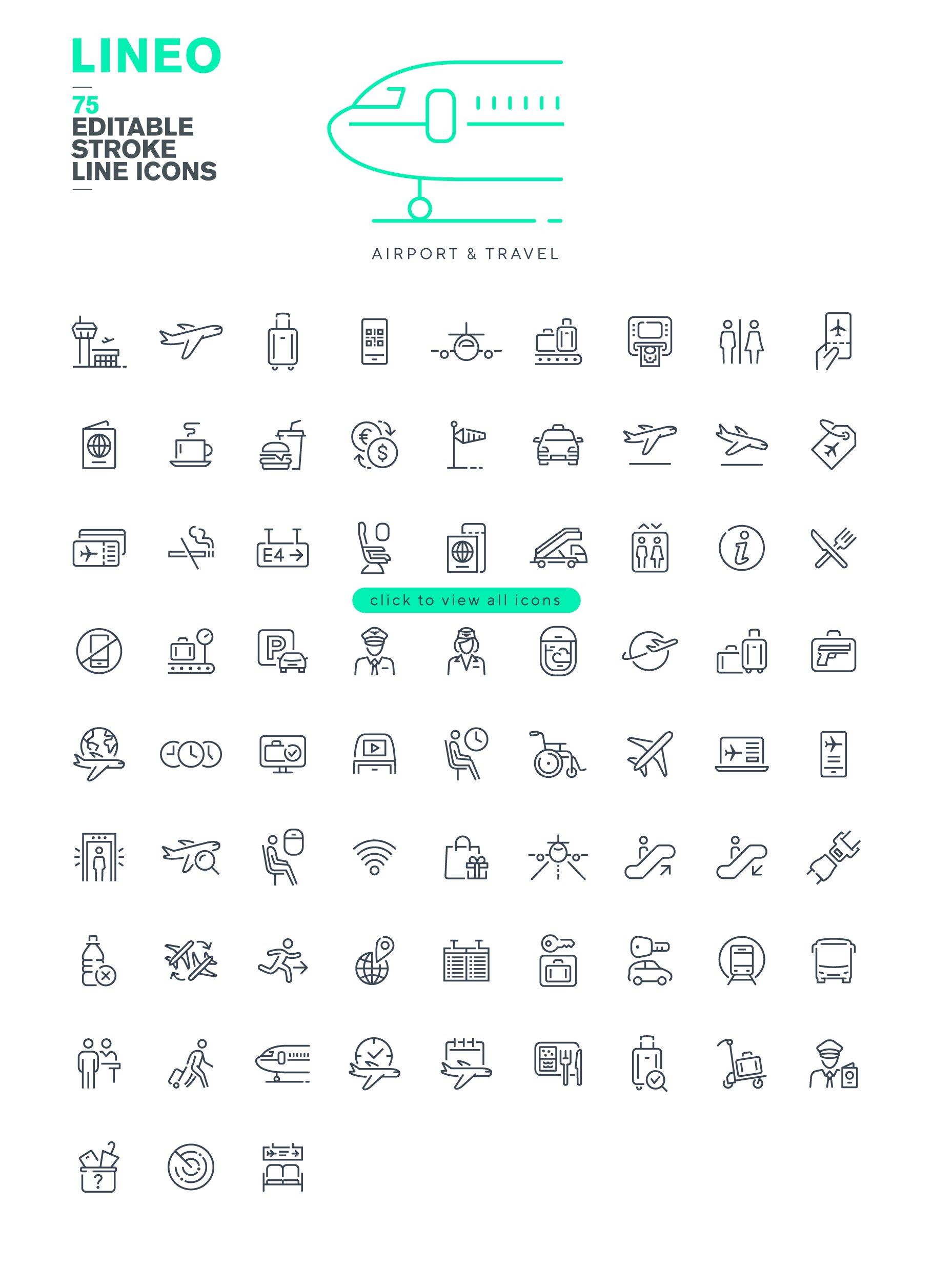 LINEO - 75 AIRPORT ICONS preview image.