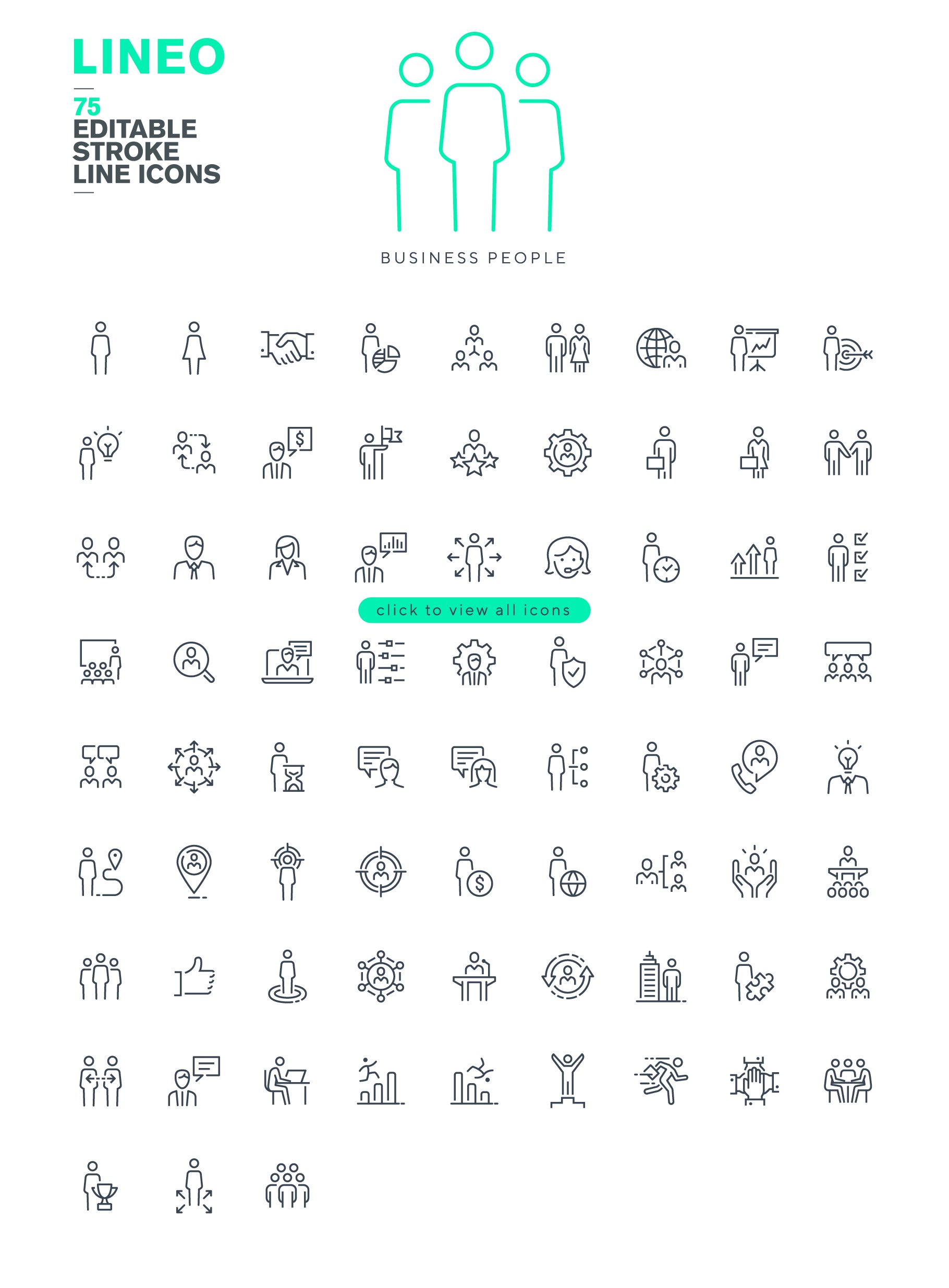 LINEO - 75 BUSINESS PEOPLE ICONS preview image.